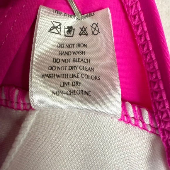 CORAL REEF SWIM Halter Bikini Swim Top with Wrap Tie Womens Size 12/14 Neon Pink - Picture 13 of 13